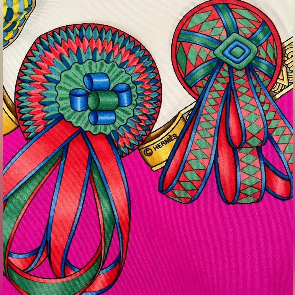 HERMES Les Rubans Du Cheval Silk Scarf by Joachim Metz Rare EUC 1988--93 - Picture 15 of 17